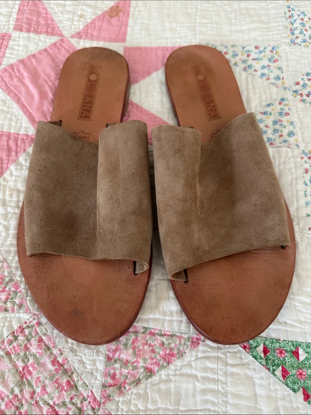 Brown Suede Slide Sandals - Women